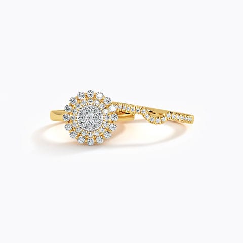 Sora Diamond Bridal Ring Set Diamond Rings 14 Karat Two Tone Gold Sora Diamond Bridal Ring Set