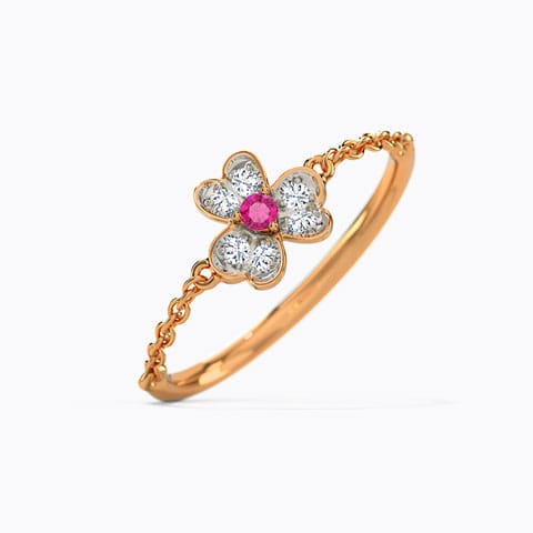 In Luck Clover Gemstone Ring Diamond,Gemstone Rings 14 Karat Rose Gold In Luck Clover Gemstone Ring