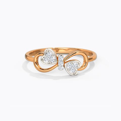 Gliding Diamond Heart Ring Diamond Rings 14 Karat Rose Gold Gliding Diamond Heart Ring