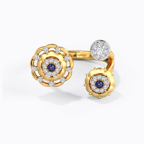 Ishania Cluster Gemstone Ring Diamond,Gemstone Rings 14 Karat Yellow Gold Ishania Cluster Gemstone Ring