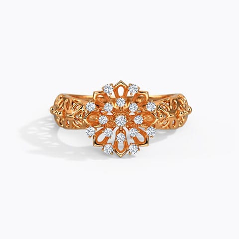 Luneria Mesh Diamond Ring Diamond Rings 14 Karat Rose Gold Luneria Mesh Diamond Ring