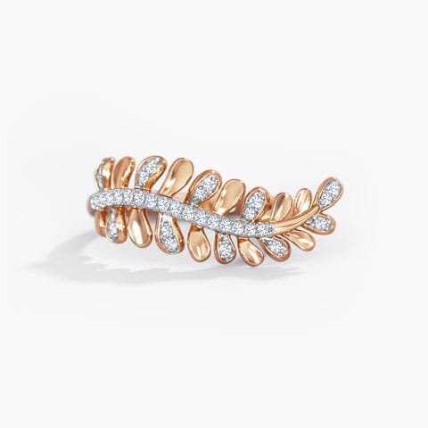 Elowen Leaf Diamond Ring Diamond Rings 14 Karat Rose Gold Elowen Leaf Diamond Ring