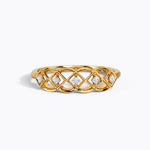 Kirti Fetching Diamond Band Diamond Rings 14 Karat Yellow Gold Kirti Fetching Diamond Band
