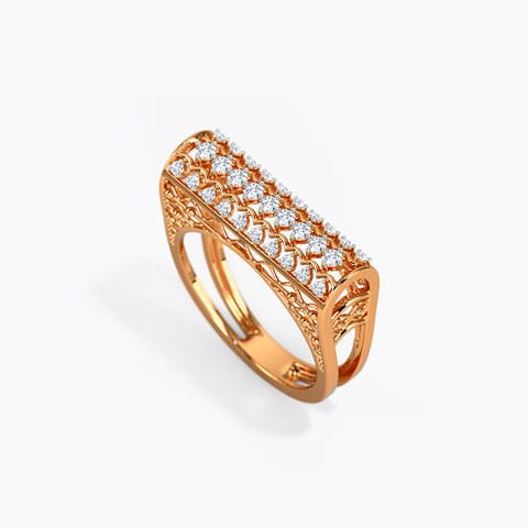 Roller Diamond Ring Diamond Rings 14 Karat Rose Gold Roller Diamond Ring