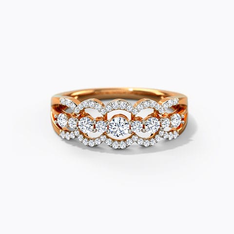 Oval Studded Diamond Ring Diamond Rings 14 Karat Rose Gold Oval Studded Diamond Ring