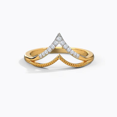 Trendy Chevron Diamond Ring Diamond Rings 14 Karat Yellow Gold Trendy Chevron Diamond Ring
