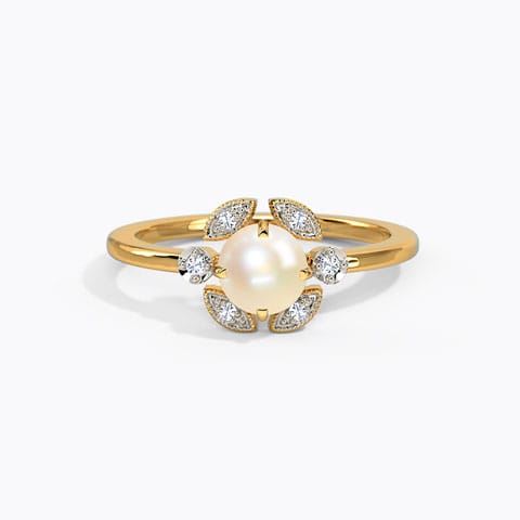 Sana Radical Pearl Ring Diamond,Gemstone Rings 14 Karat Yellow Gold Sana Radical Pearl Ring