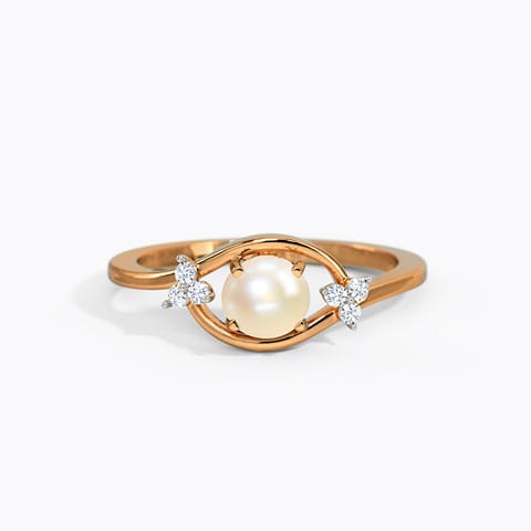 Zoey Decent Pearl Ring Diamond,Gemstone Rings 14 Karat Rose Gold Zoey Decent Pearl Ring
