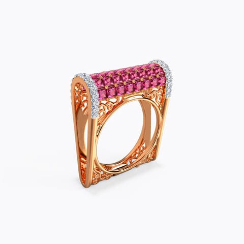 Hailee Square Gemstone Ring Diamond,Gemstone Rings 14 Karat Rose Gold Hailee Square Gemstone Ring