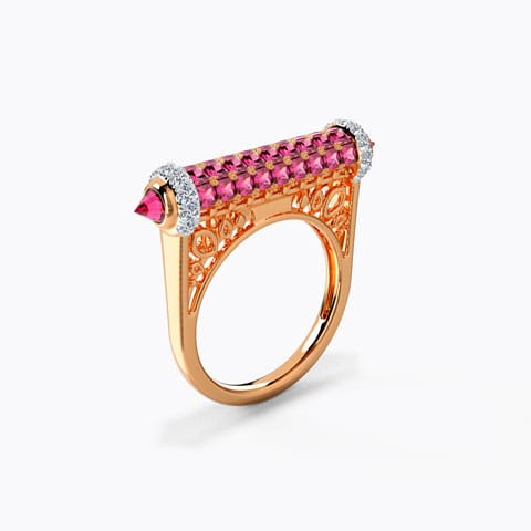 Brie Square Gemstone Ring Diamond,Gemstone Rings 14 Karat Rose Gold Brie Square Gemstone Ring