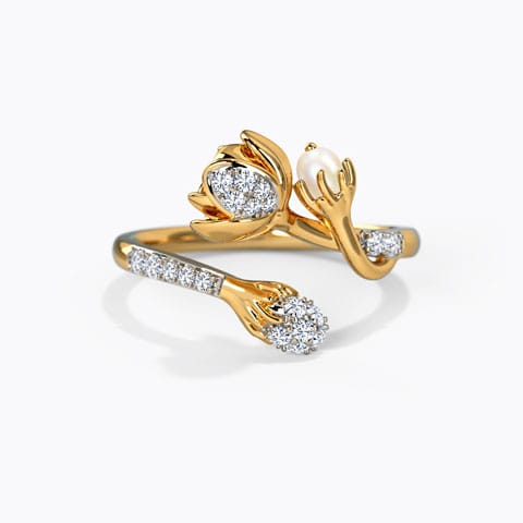 Mutyaa Pearl Ring Diamond,Gemstone Rings 14 Karat Yellow Gold Mutyaa Pearl Ring