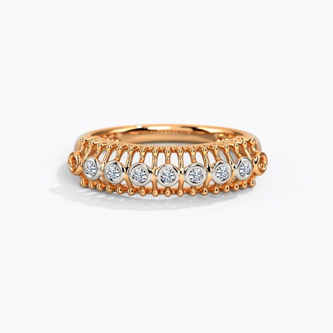 Linear Glim Diamond Band Diamond Rings 14 Karat Rose Gold Linear Glim Diamond Band