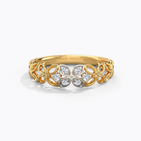 Katty Blooming Diamond Band Diamond Rings 14 Karat Yellow Gold Katty Blooming Diamond Band