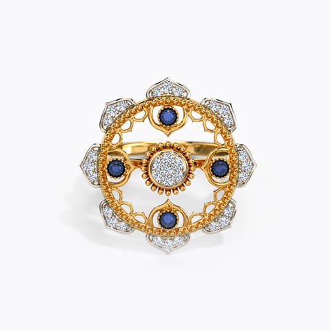 Damini Spherical Gemstone Ring Diamond,Gemstone Rings 14 Karat Yellow Gold Damini Spherical Gemstone Ring