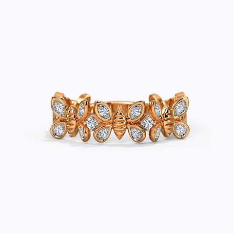 Petite Mariposa Diamond Band Diamond Rings 14 Karat Rose Gold Petite Mariposa Diamond Band