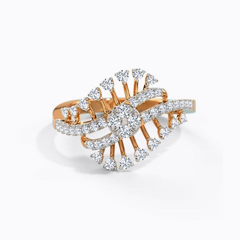 Scattered Lines Diamond Ring Diamond Rings 14 Karat Rose Gold Scattered Lines Diamond Ring