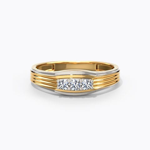 Line Sage Diamond Ring for Men Diamond Rings 18 Karat Two Tone Gold Line Sage Diamond Ring for Men