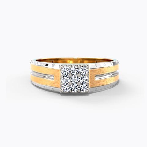 Gleamy Quad Diamond Ring for Men Diamond Rings 18 Karat Two Tone Gold Gleamy Quad Diamond Ring for Men