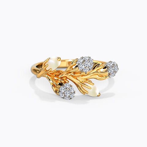 Pearly Twig Ring Diamond,Gemstone Rings 14 Karat Yellow Gold Pearly Twig Ring