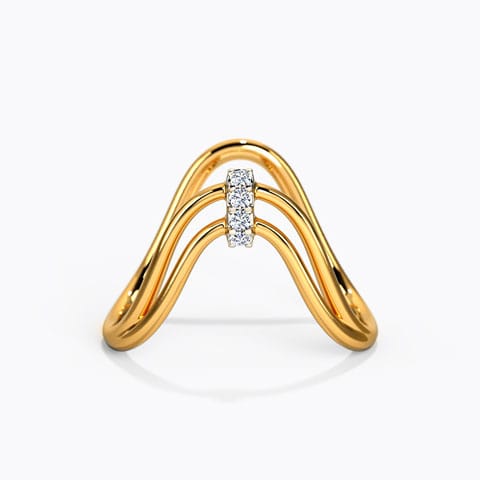 Glittery Diamond Vanki Ring Diamond Rings 14 Karat Yellow Gold Glittery Diamond Vanki Ring