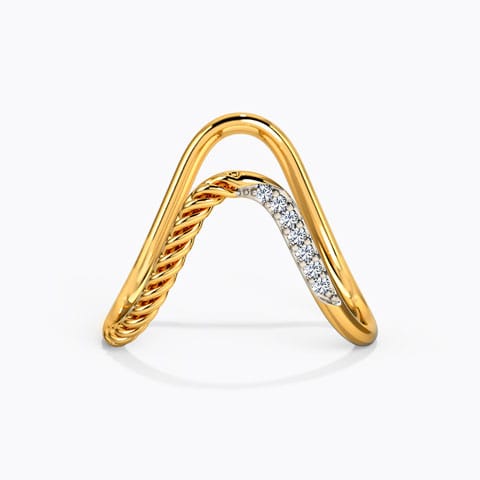 Glossy Diamod Vanki Ring Diamond Rings 14 Karat Yellow Gold Glossy Diamod Vanki Ring