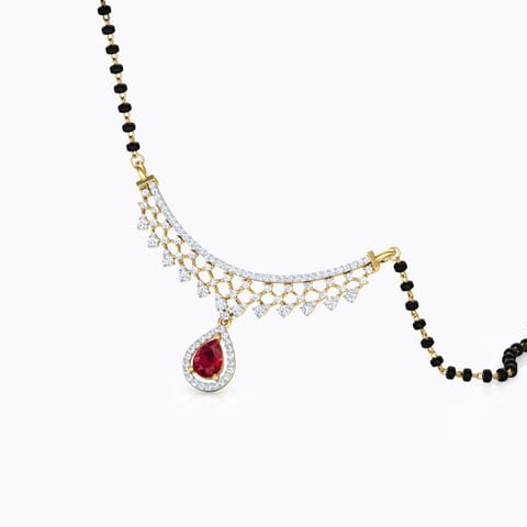 Kusuma Gemstone Mangalsutra Diamond,Gemstone Mangalsutra 18 Karat Yellow Gold Kusuma Gemstone Mangalsutra