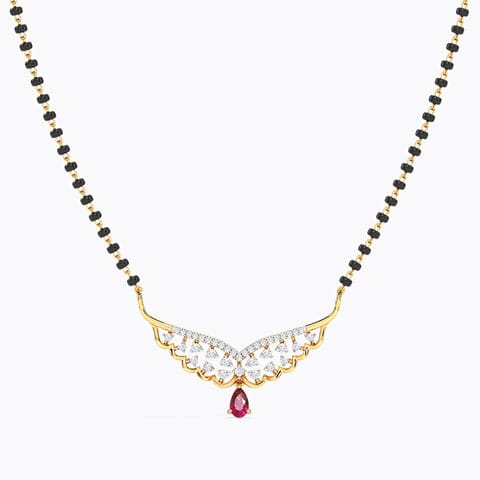 Aastha Gemstone Mangalsutra Diamond,Gemstone Mangalsutra 14 Karat Yellow Gold Aastha Gemstone Mangalsutra