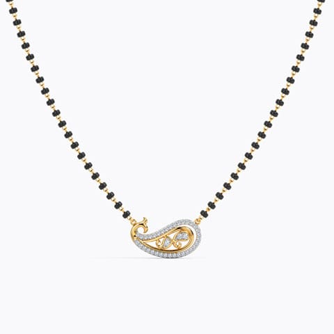 Paisley Diamond Mangalsutra Diamond Mangalsutra 14 Karat Yellow Gold Paisley Diamond Mangalsutra