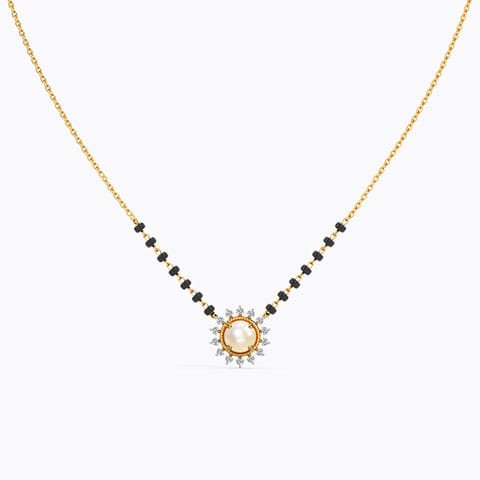 Risa Gemstone Diamond Mangalsutra Diamond,Gemstone Mangalsutra 14 Karat Yellow Gold Risa Gemstone Diamond Mangalsutra