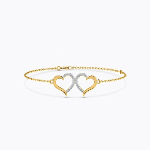 Kissing Heart Diamond Bracelet Diamond Bracelets 18 Karat Yellow Gold Kissing Heart Diamond Bracelet