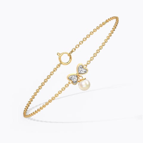 Jete Pearl Bracelet Diamond,Gemstone Bracelets 18 Karat Yellow Gold Jete Pearl Bracelet