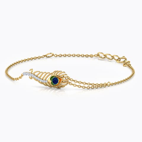Peacock Feather Diamond Bracelet Diamond Bracelets 18 Karat Yellow Gold Peacock Feather Diamond Bracelet