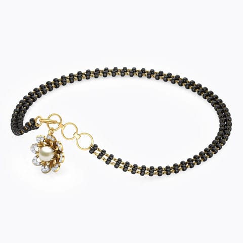 Saanvi Pearl Mangalsutra Bracelet Diamond,Gemstone Bracelets 18 Karat Yellow Gold Saanvi Pearl Mangalsutra Bracelet