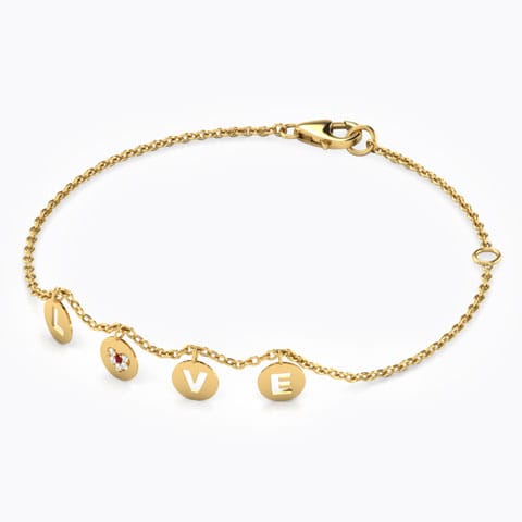 Love Charm Gemstone Bracelet Diamond,Gemstone Bracelets 18 Karat Yellow Gold Love Charm Gemstone Bracelet