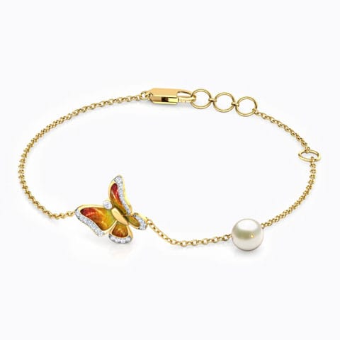 Orange Delicate Butterfly Gemstone Bracelet Diamond,Gemstone Bracelets 18 Karat Yellow Gold Orange Delicate Butterfly Gemstone Bracelet