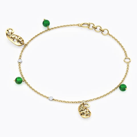 Majestic Paisley Gemstone Bracelet Diamond,Gemstone Bracelets 18 Karat Yellow Gold Majestic Paisley Gemstone Bracelet