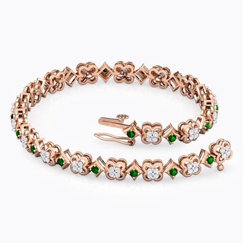Radiant Floret Diamond Tennis Bracelet Diamond,Gemstone Bracelets 18 Karat Rose Gold Radiant Floret Diamond Tennis Bracelet