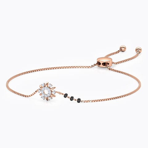 Aashi Diamond Mangalsutra Bracelet Diamond Bracelets 18 Karat Rose Gold Aashi Diamond Mangalsutra Bracelet