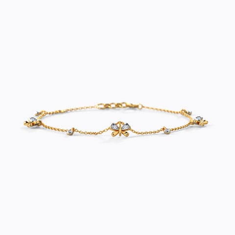 Diamond Butterfly Charm Bracelet Diamond Bracelets 18 Karat Yellow Gold Diamond Butterfly Charm Bracelet
