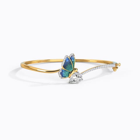 Petite Blue Butterfly Gemstone Bracelet Diamond,Gemstone Bracelets 18 Karat Yellow Gold Petite Blue Butterfly Gemstone Bracelet