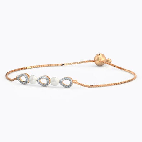 Pear Adjustable Pearl Bracelet Diamond,Gemstone Bracelets 18 Karat Rose Gold Pear Adjustable Pearl Bracelet