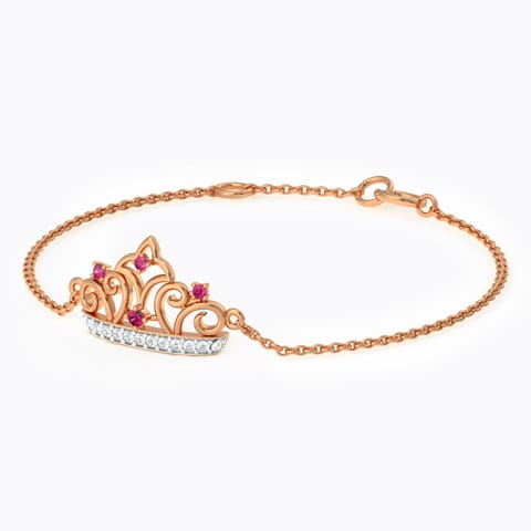 Tiara Kids' Gemstone Bracelet Diamond,Gemstone Bracelets 14 Karat Rose Gold Tiara Kids' Gemstone Bracelet