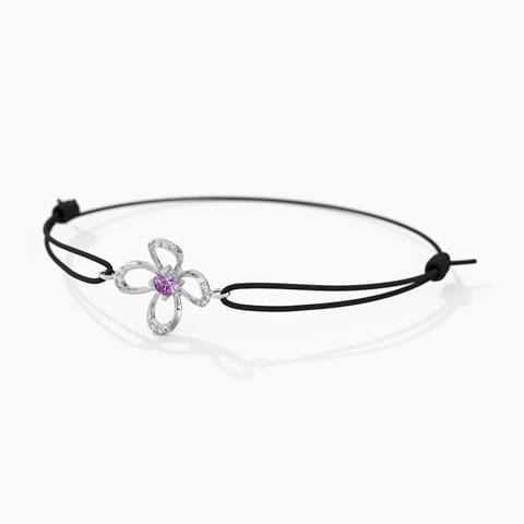 Minimal Floret Gemstone Bracelet Diamond,Gemstone Bracelets 14 Karat White Gold Minimal Floret Gemstone Bracelet