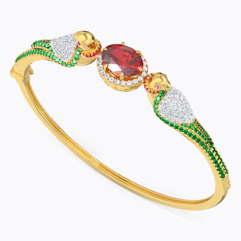 Captivating Parrot Gemstone Bracelet Diamond,Gemstone Bracelets 18 Karat Yellow Gold Captivating Parrot Gemstone Bracelet