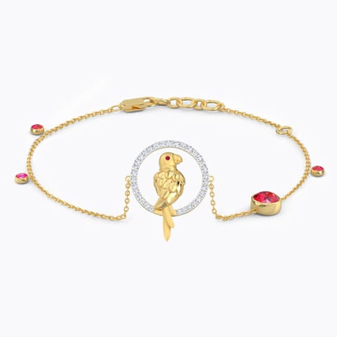 Delightful Parrot Gemstone Bracelet Diamond,Gemstone Bracelets 18 Karat Yellow Gold Delightful Parrot Gemstone Bracelet