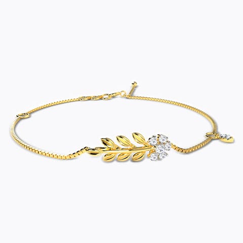 Dainty Fern Diamond Bracelet Diamond Bracelets 18 Karat Yellow Gold Dainty Fern Diamond Bracelet
