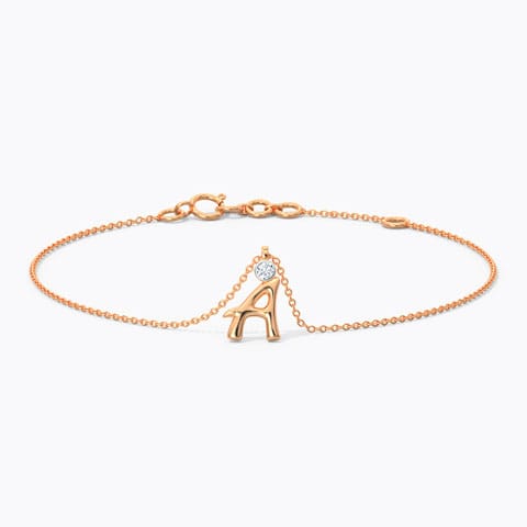 Alphabet A Diamond Charm Bracelet Diamond Bracelets 14 Karat Rose Gold Alphabet A Diamond Charm Bracelet
