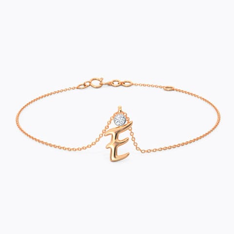 Alphabet E Diamond Charm Bracelet Diamond Bracelets 14 Karat Rose Gold Alphabet E Diamond Charm Bracelet