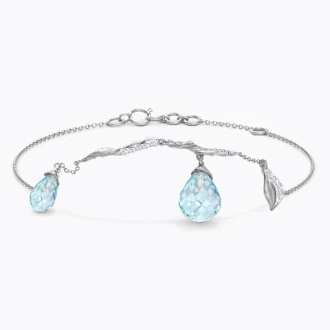 Charmed Dewdrops Gemstone Bracelet Diamond,Gemstone Bracelets 14 Karat White Gold Charmed Dewdrops Gemstone Bracelet