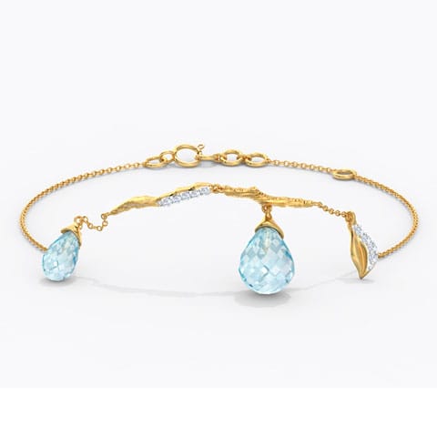Charmed Dewdrops Gemstone Bracelet Diamond,Gemstone Bracelets 14 Karat Yellow Gold Charmed Dewdrops Gemstone Bracelet
